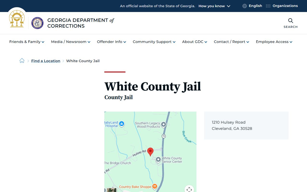 White County Jail GDC county jail contact listing