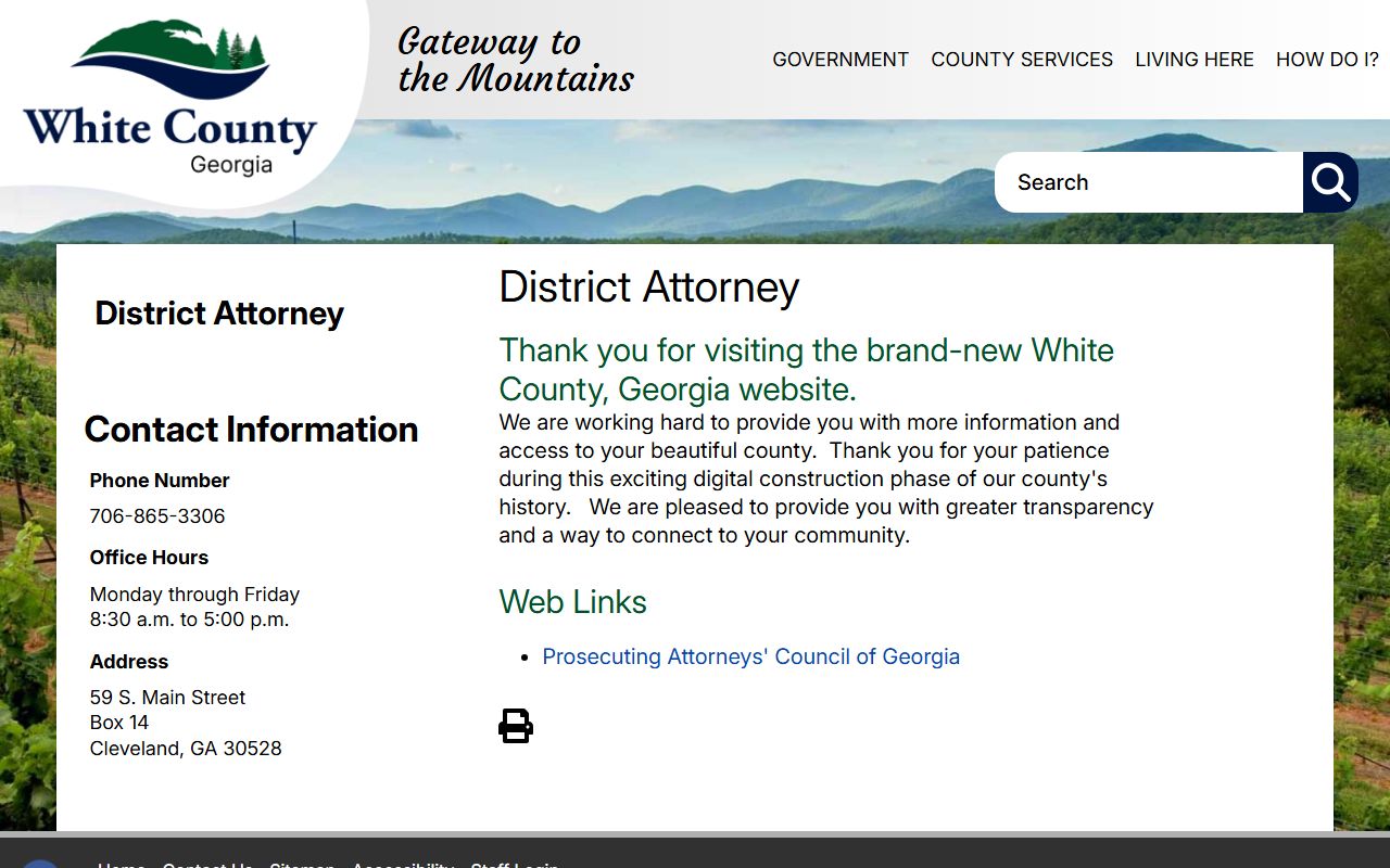 White County District Attorney contact information for Jeff Langley